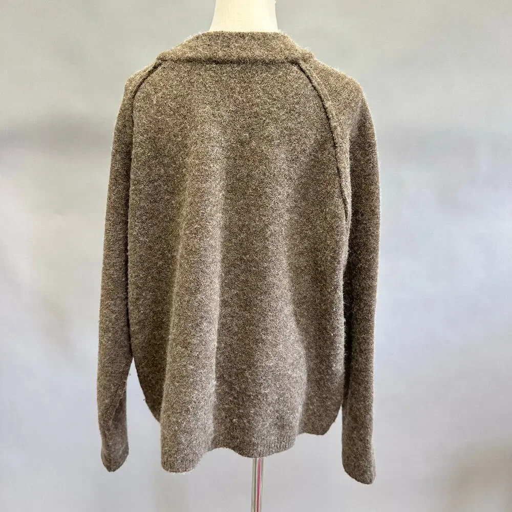Free People Bubble boucle sweater in brown Size Large boxy‎ wool blend